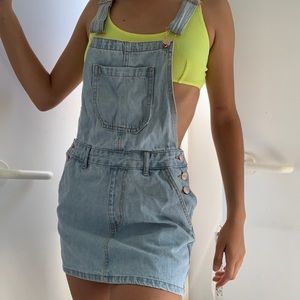 Denim skirt overalls